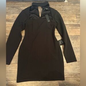 Lulu's Chic Black Long Sleeve Dress Medium. NWT